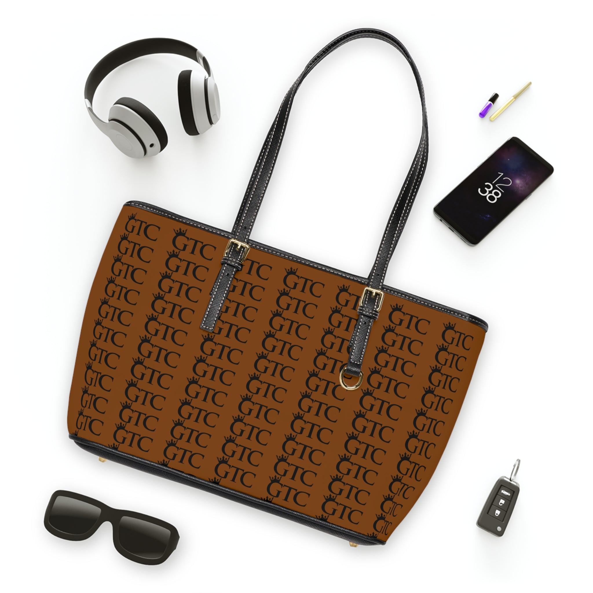 GTC Chocolate PU Leather Shoulder Bag