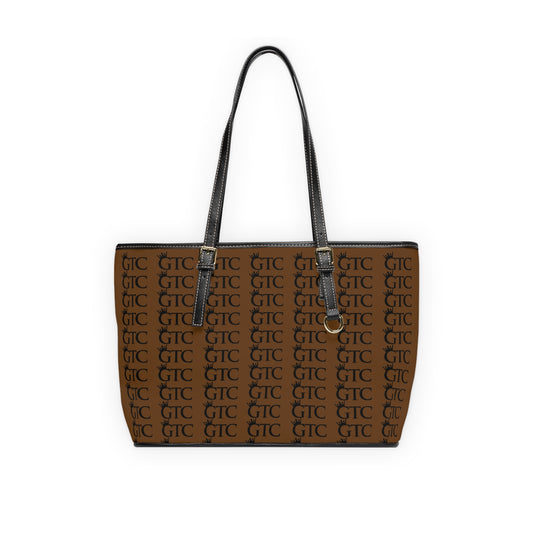 GTC Brown Monogram PU Leather Shoulder Bag
