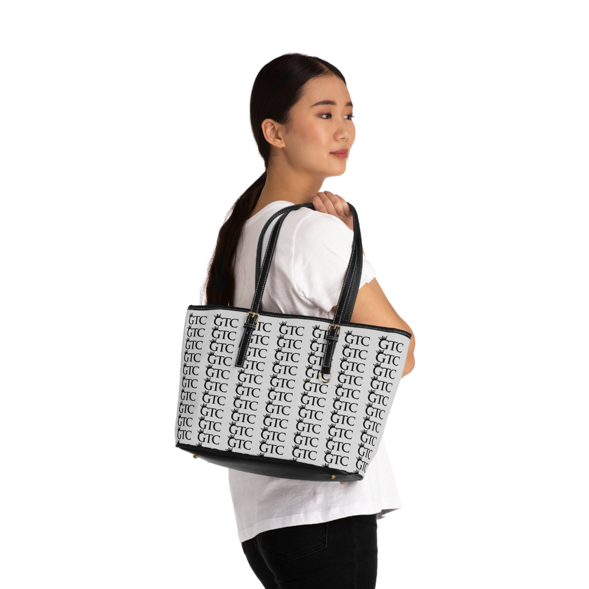 GTC Royal Silver Multi Logo PU Leather Shoulder Bag