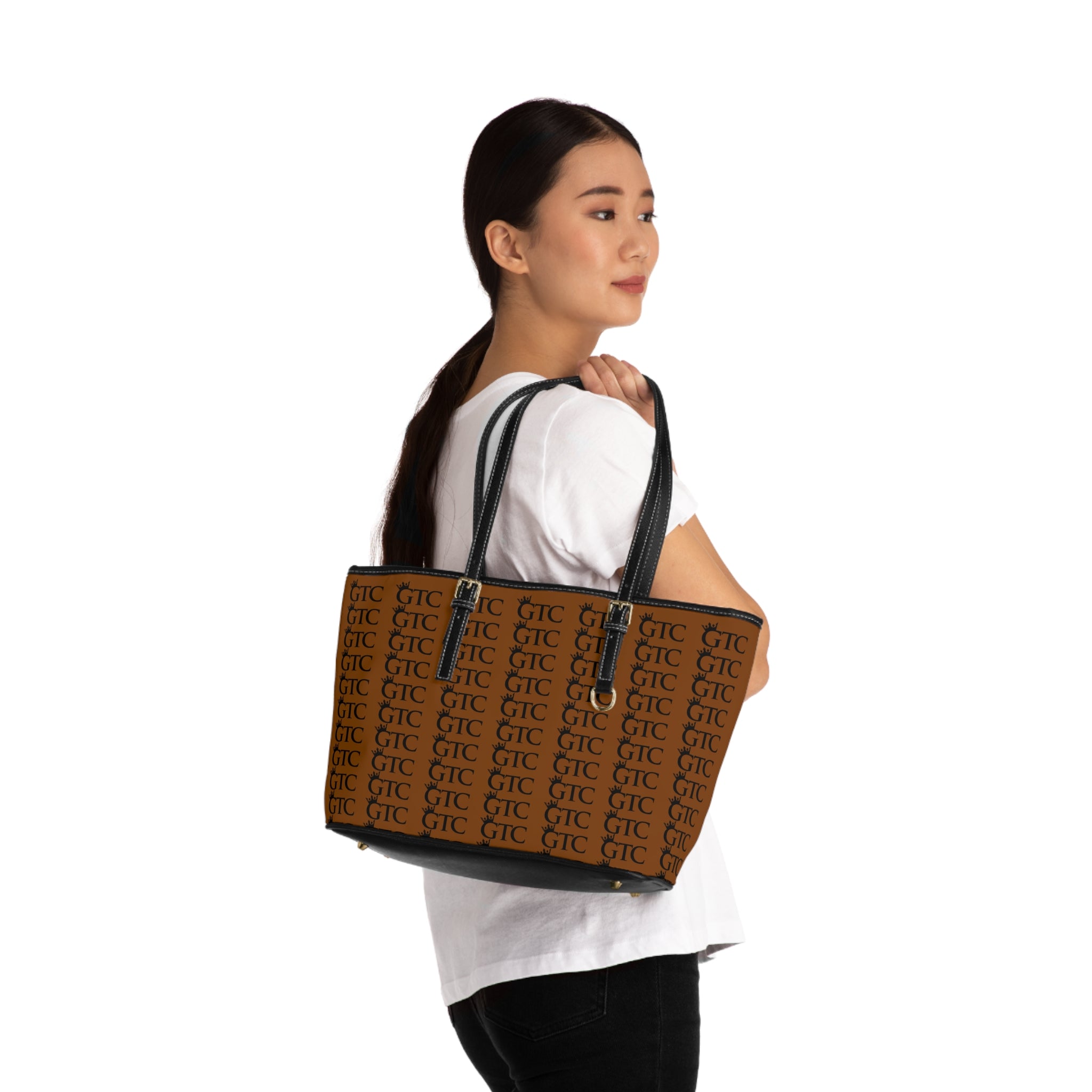 GTC Chocolate PU Leather Shoulder Bag