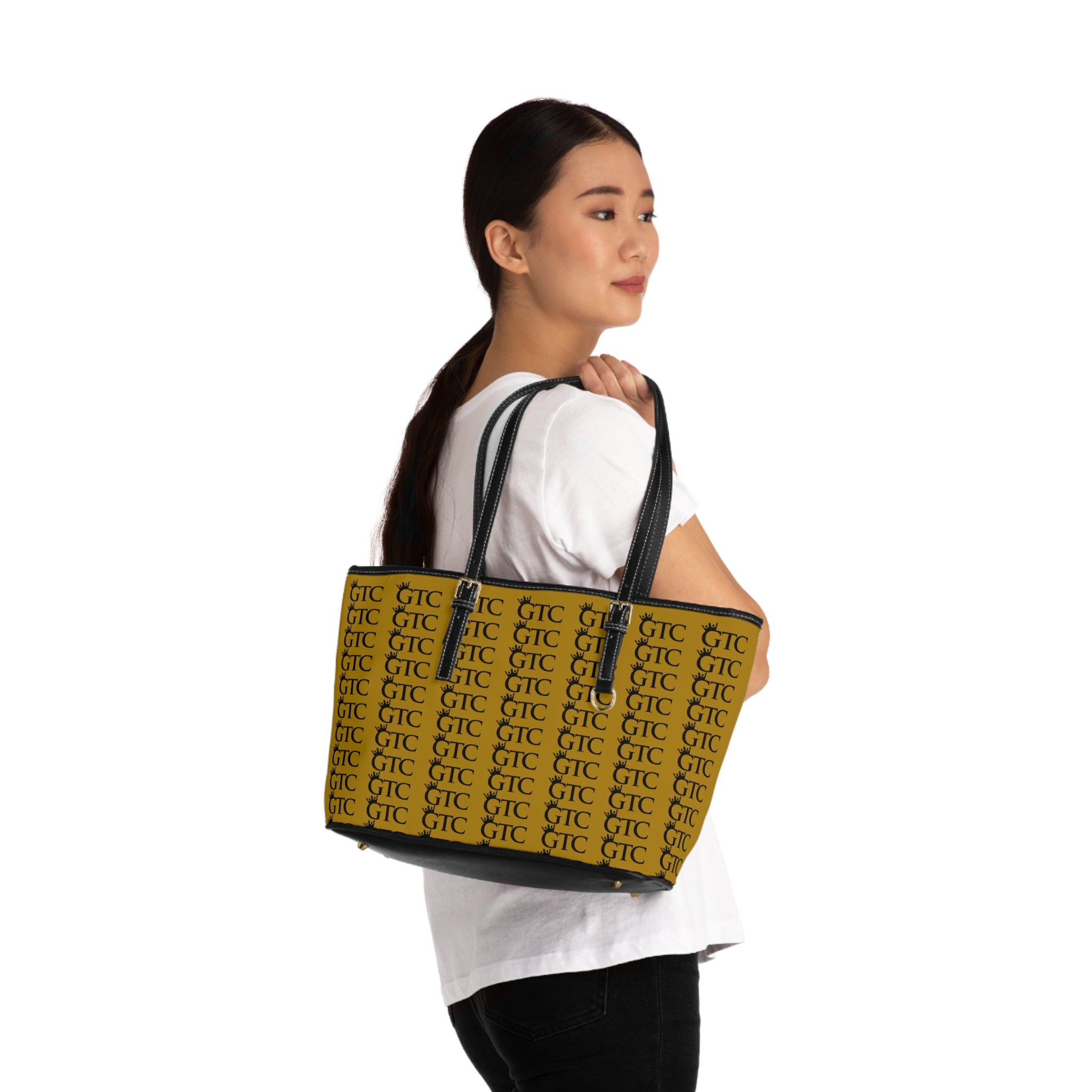 GTC 24k Gold Multi Logo PU Leather Shoulder Bag