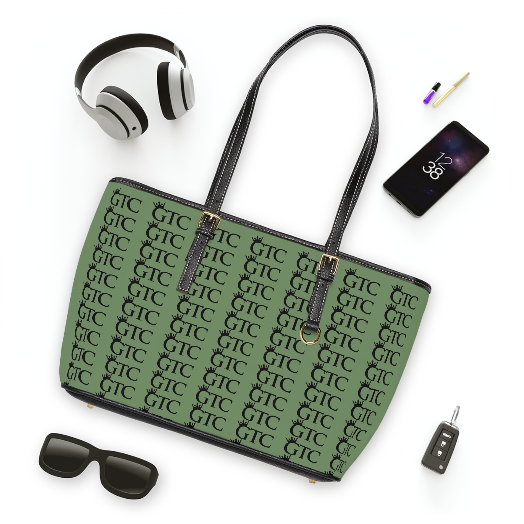 GTC Money Green PU Leather Shoulder Bag