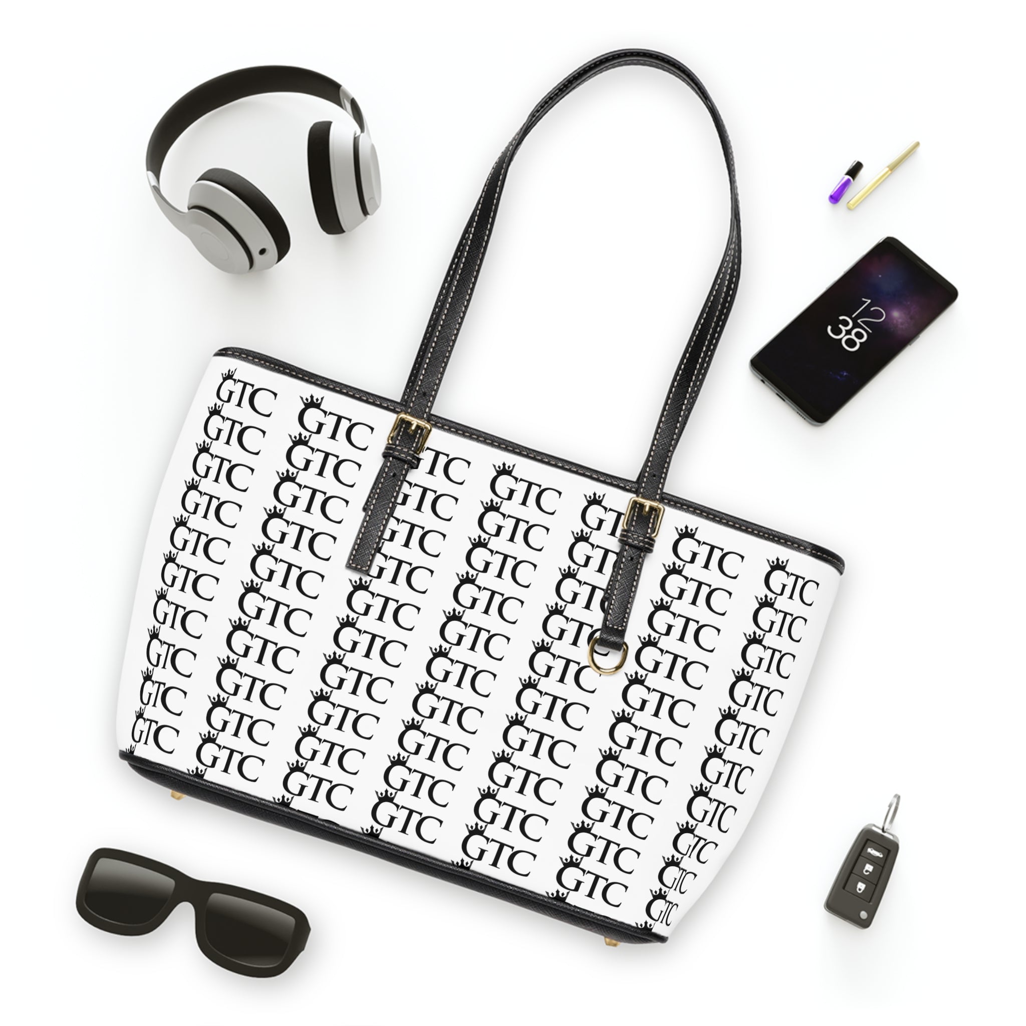 GTC White PU Leather Shoulder Bag